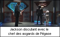 Jackson discutant avec le chef des asgards de Pgase