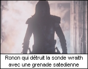 Ronon qui dtruit la sonde wraith avec une grenade satedienne